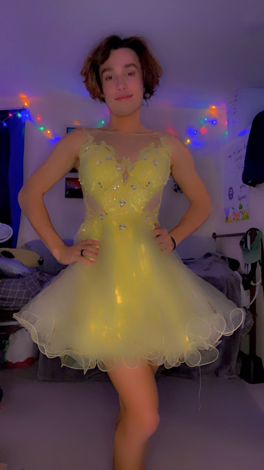 Size M Homecoming Yellow Cocktail Dress on Queenly