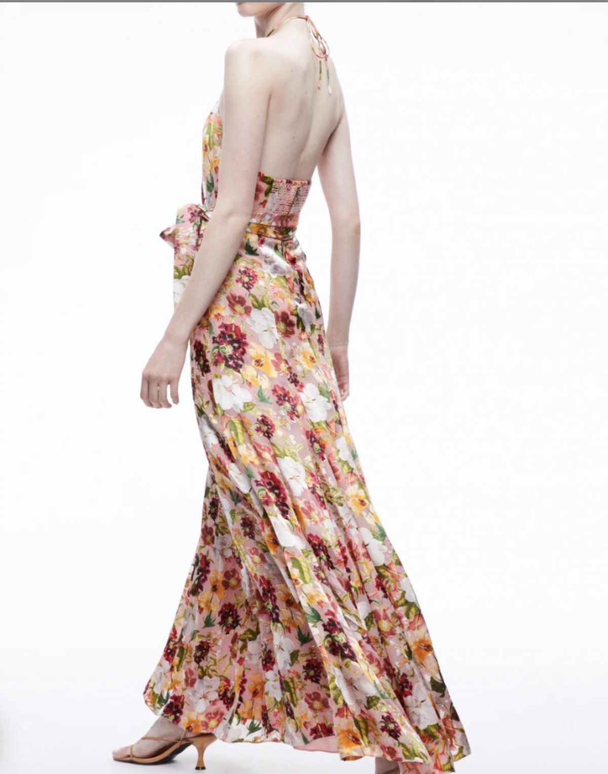 Style 1-1067184983-1498 alice + olivia Size 4 Pageant Halter Floral Multicolor Floor Length Maxi on Queenly