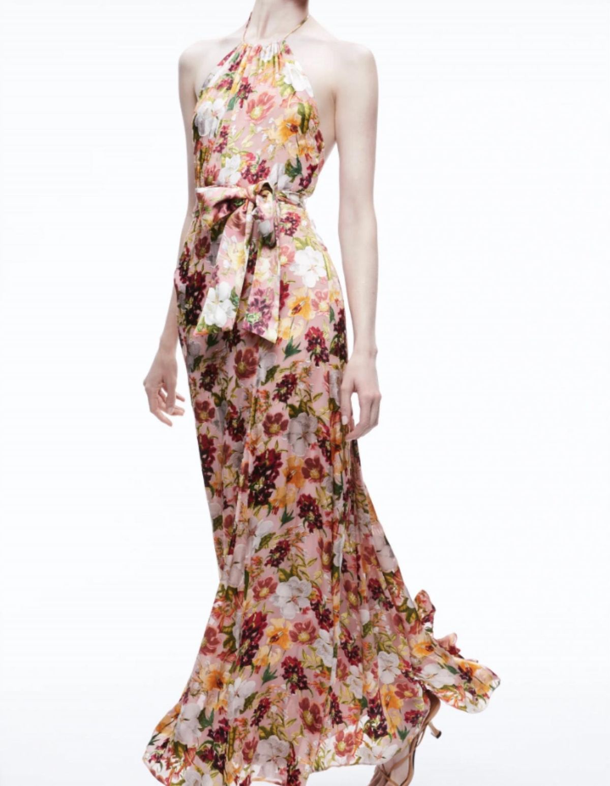 Style 1-1067184983-1498 alice + olivia Size 4 Pageant Halter Floral Multicolor Floor Length Maxi on Queenly