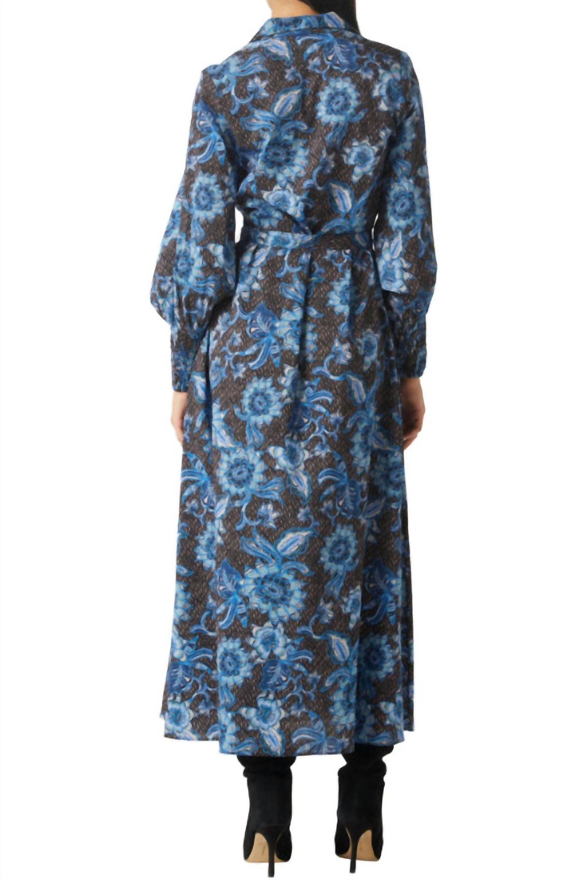Style 1-1444331796-3817 Misa Los Angeles Size XL Long Sleeve Floral Blue Floor Length Maxi on Queenly