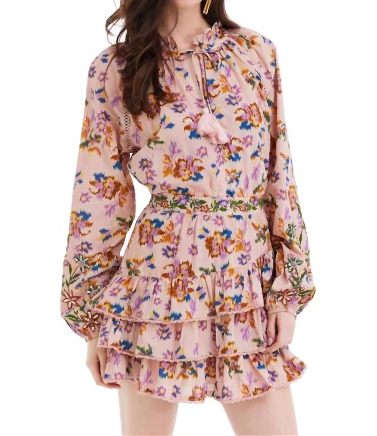 Style 1-1796139747-3236 ALLISON NEW YORK Size S Long Sleeve Floral Pink Cocktail Dress on Queenly