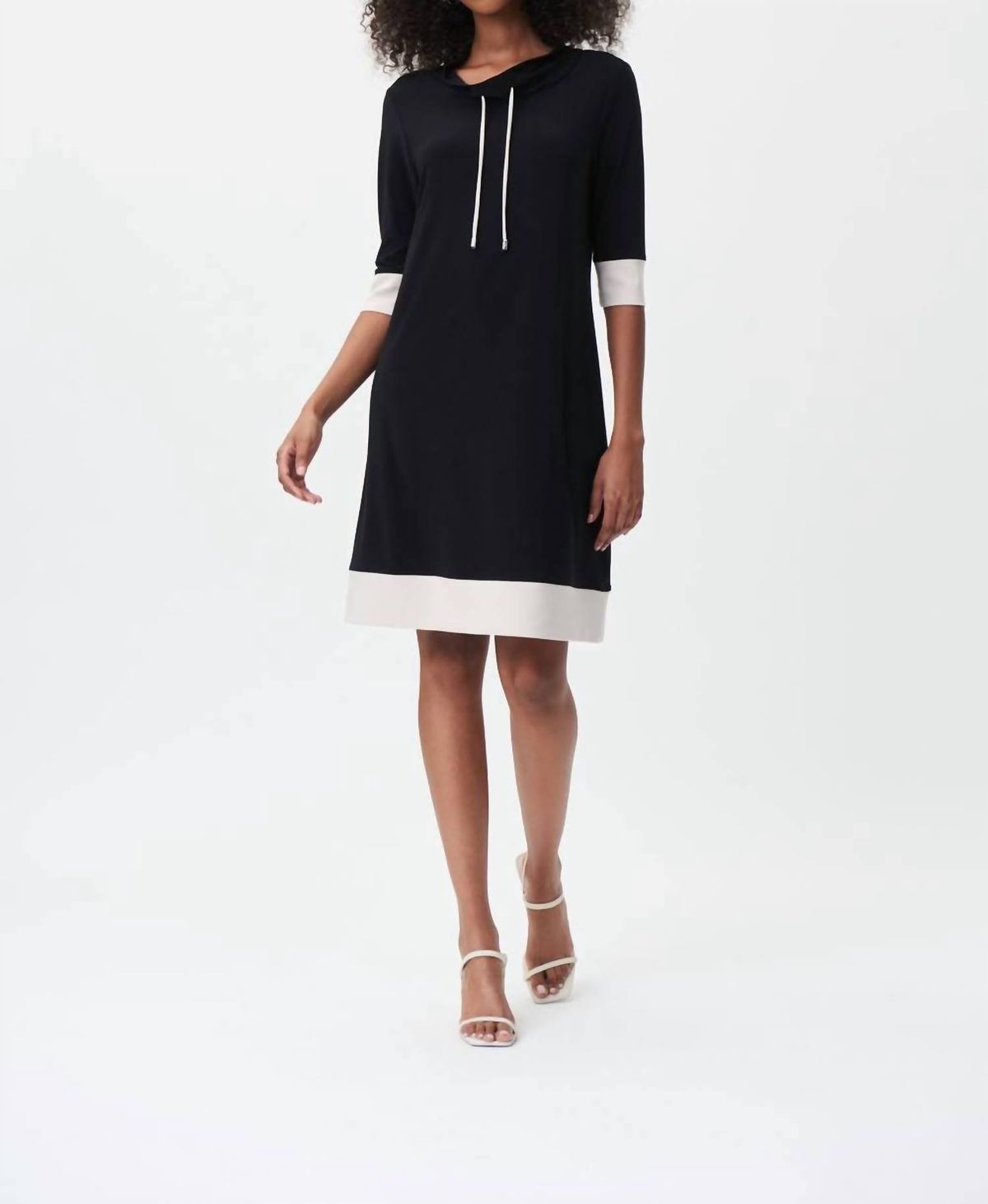 Style 1-2947792120-1901 Joseph Ribkoff Size 6 Satin Black Cocktail Dress on Queenly