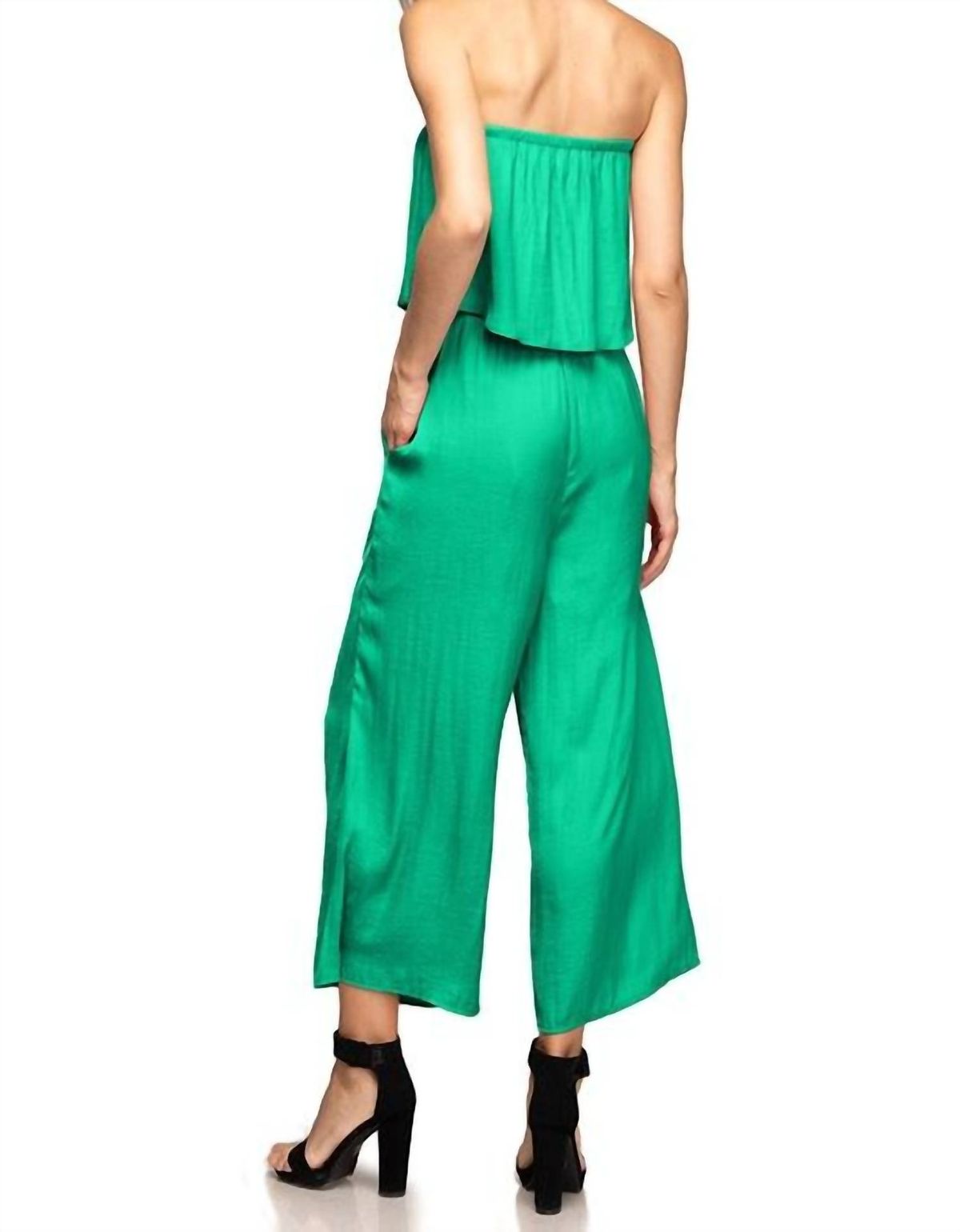 Style 1-3029609606-3011 naked zebra Size M Strapless Green Formal Jumpsuit on Queenly
