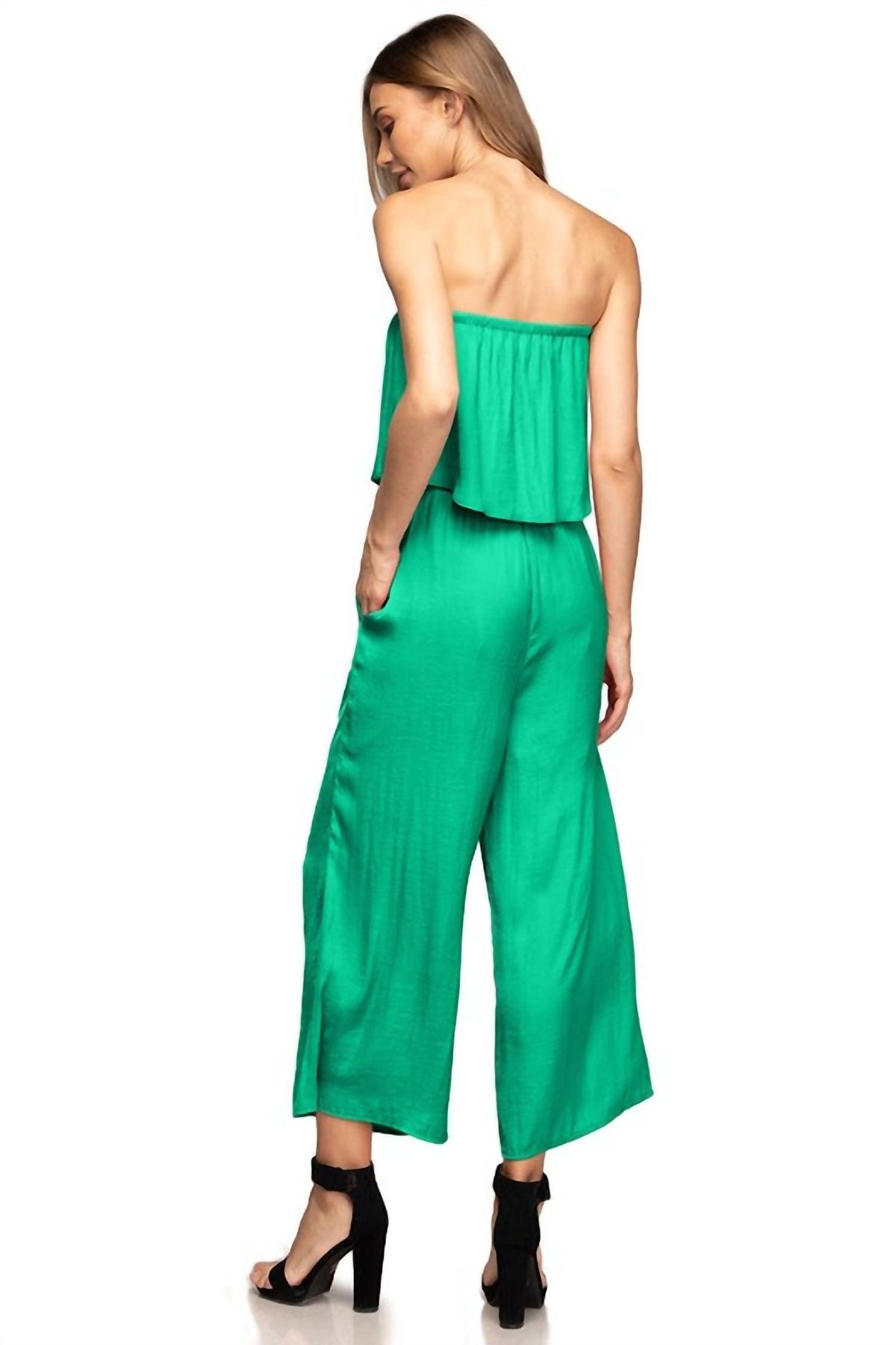 Style 1-3029609606-3011 naked zebra Size M Strapless Green Formal Jumpsuit on Queenly