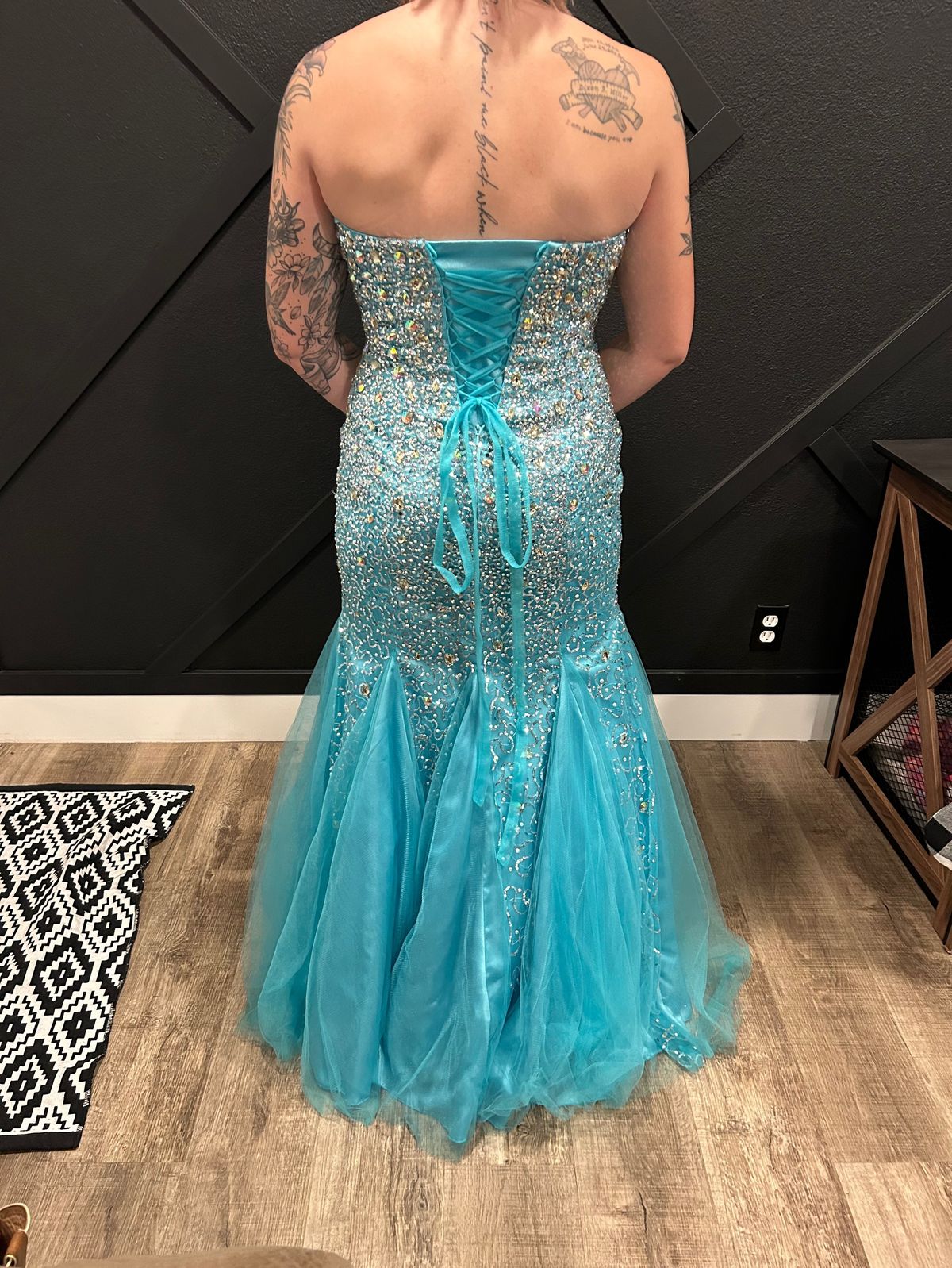 Style Belleza Savoy’s Size 10 Prom Strapless Blue Mermaid Dress on Queenly