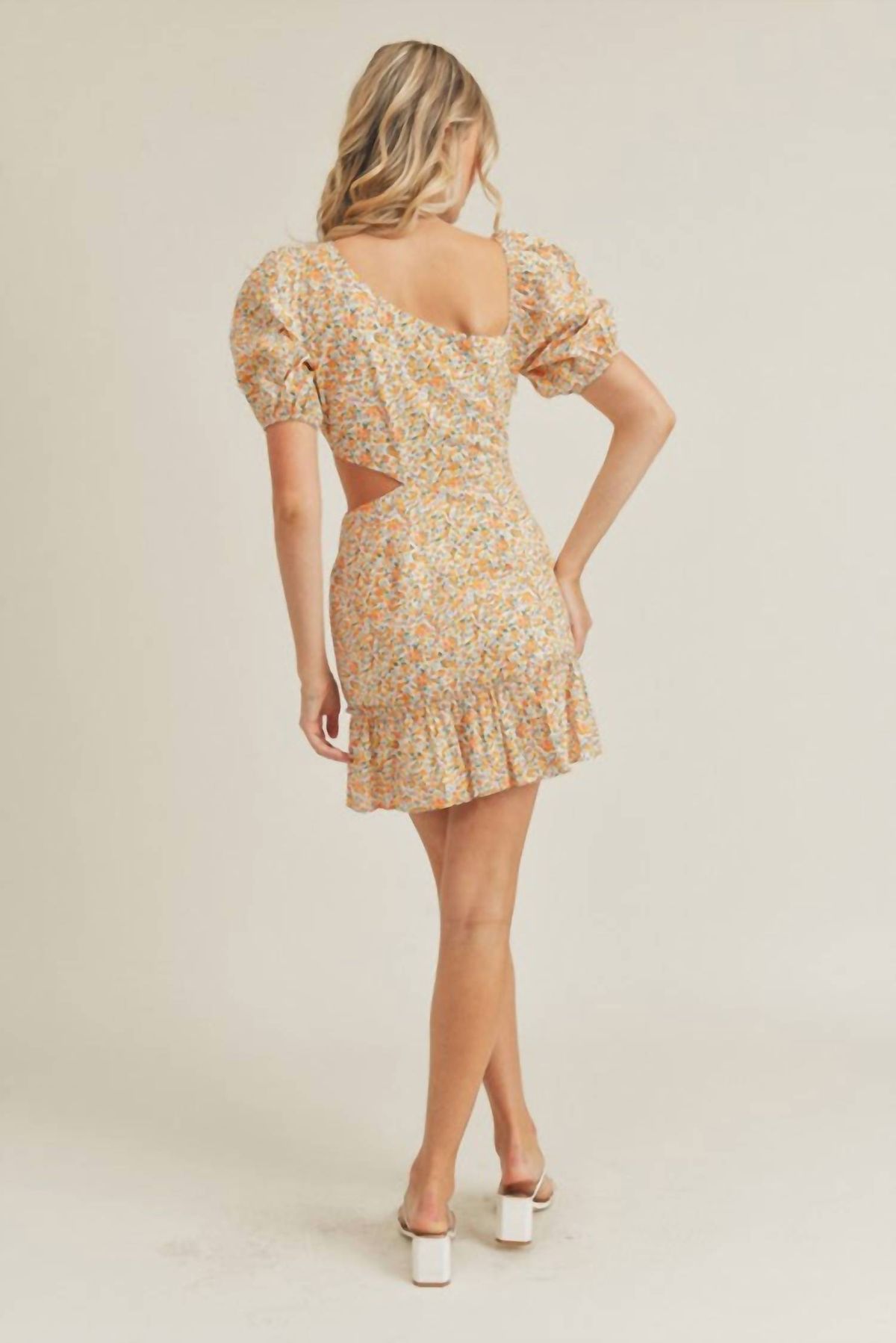 Style 1-3558282675-2791 LUSH Size L Floral Yellow Cocktail Dress on Queenly