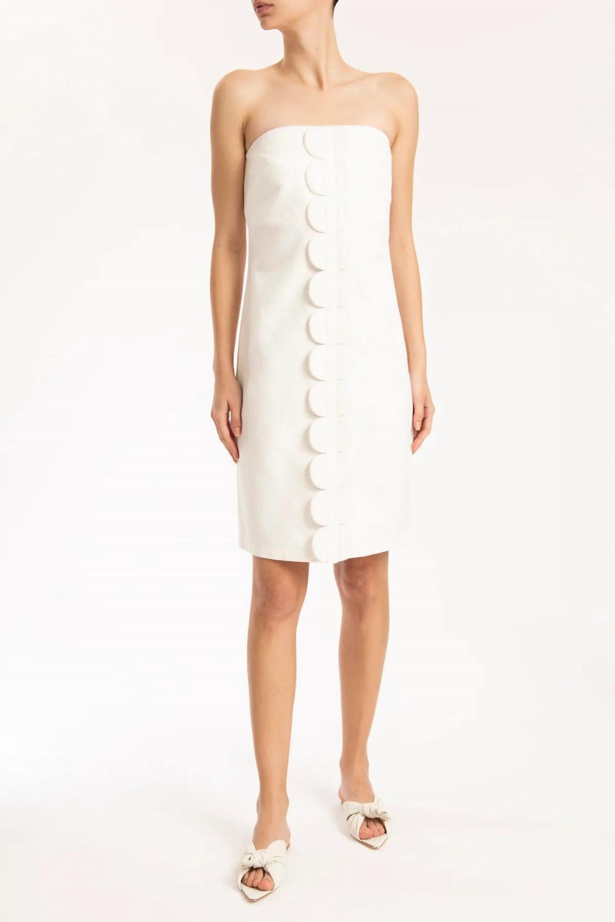 Style 1-4029387363-2901 ADRIANA DEGREAS Size M Strapless White Cocktail Dress on Queenly