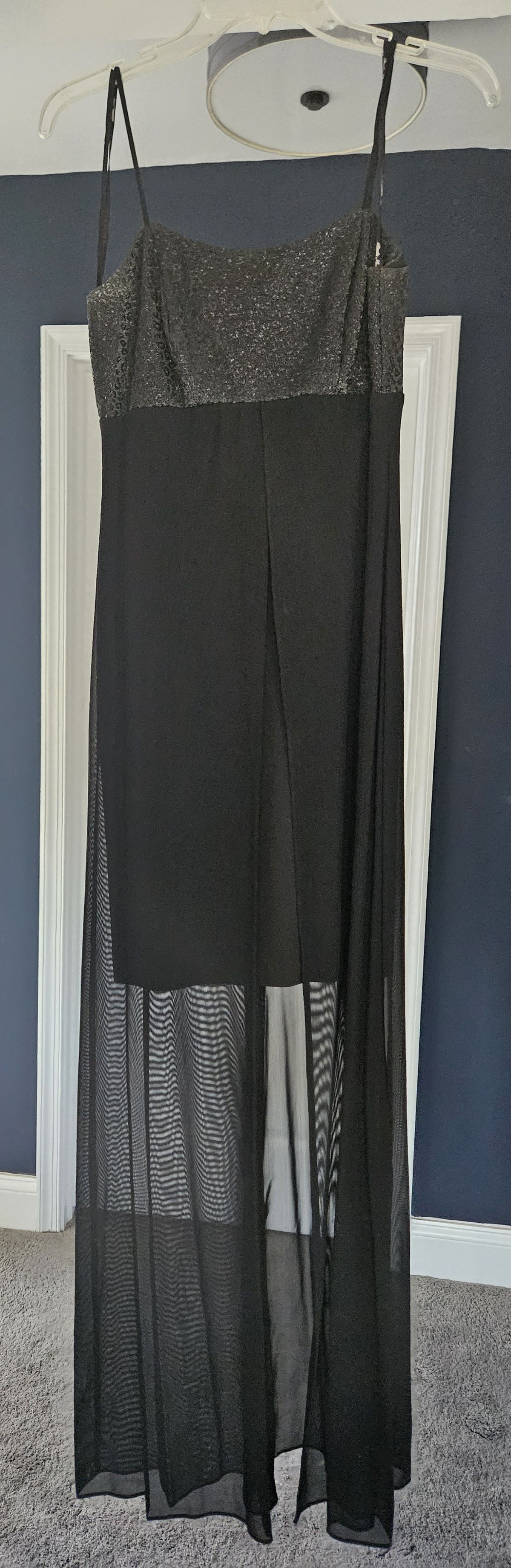 Size 4 Homecoming Sheer Black Floor Length Maxi on Queenly