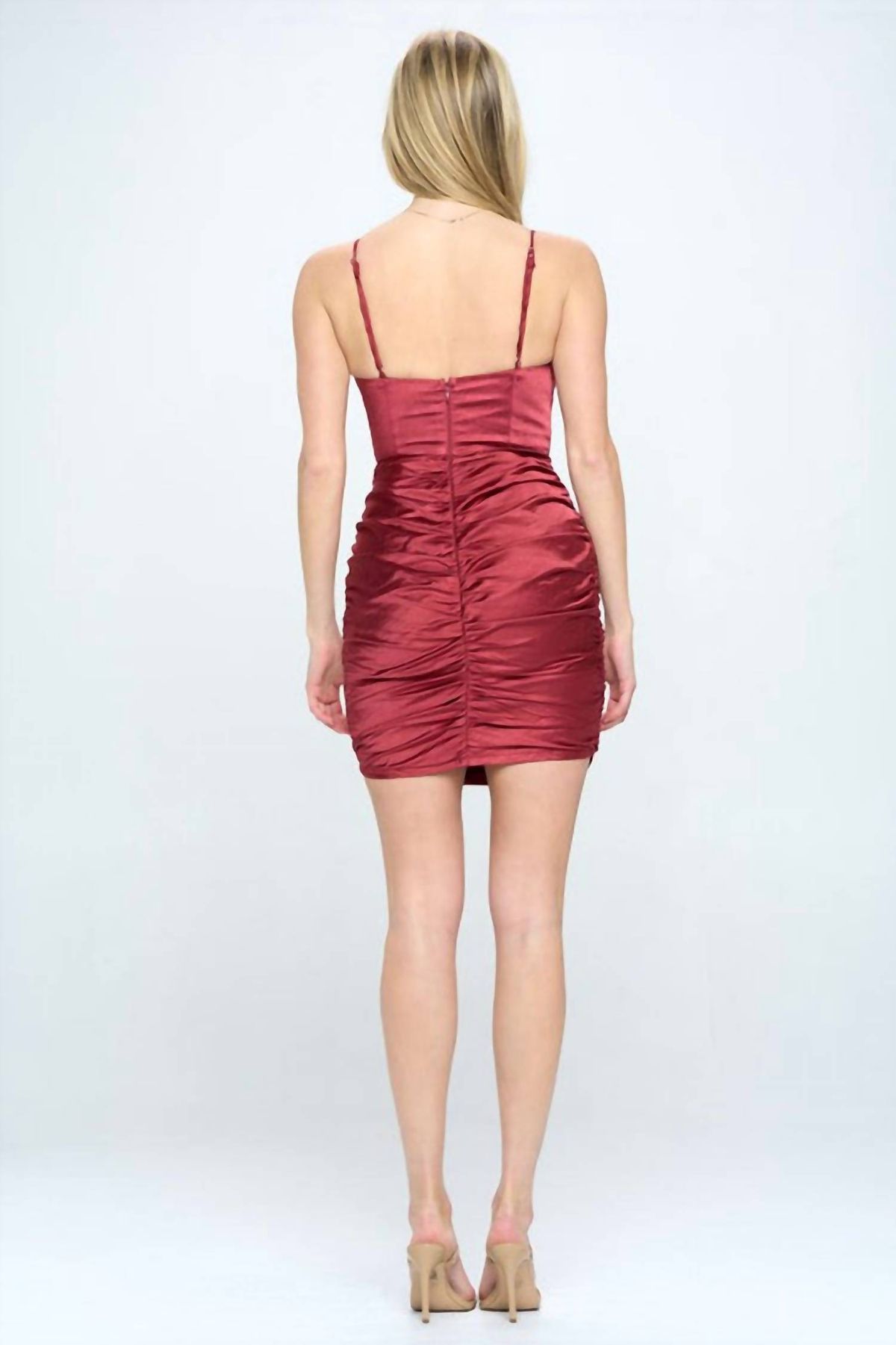 Style 1-415725001-3471 Saints + Secrets Size S Burgundy Red Cocktail Dress on Queenly