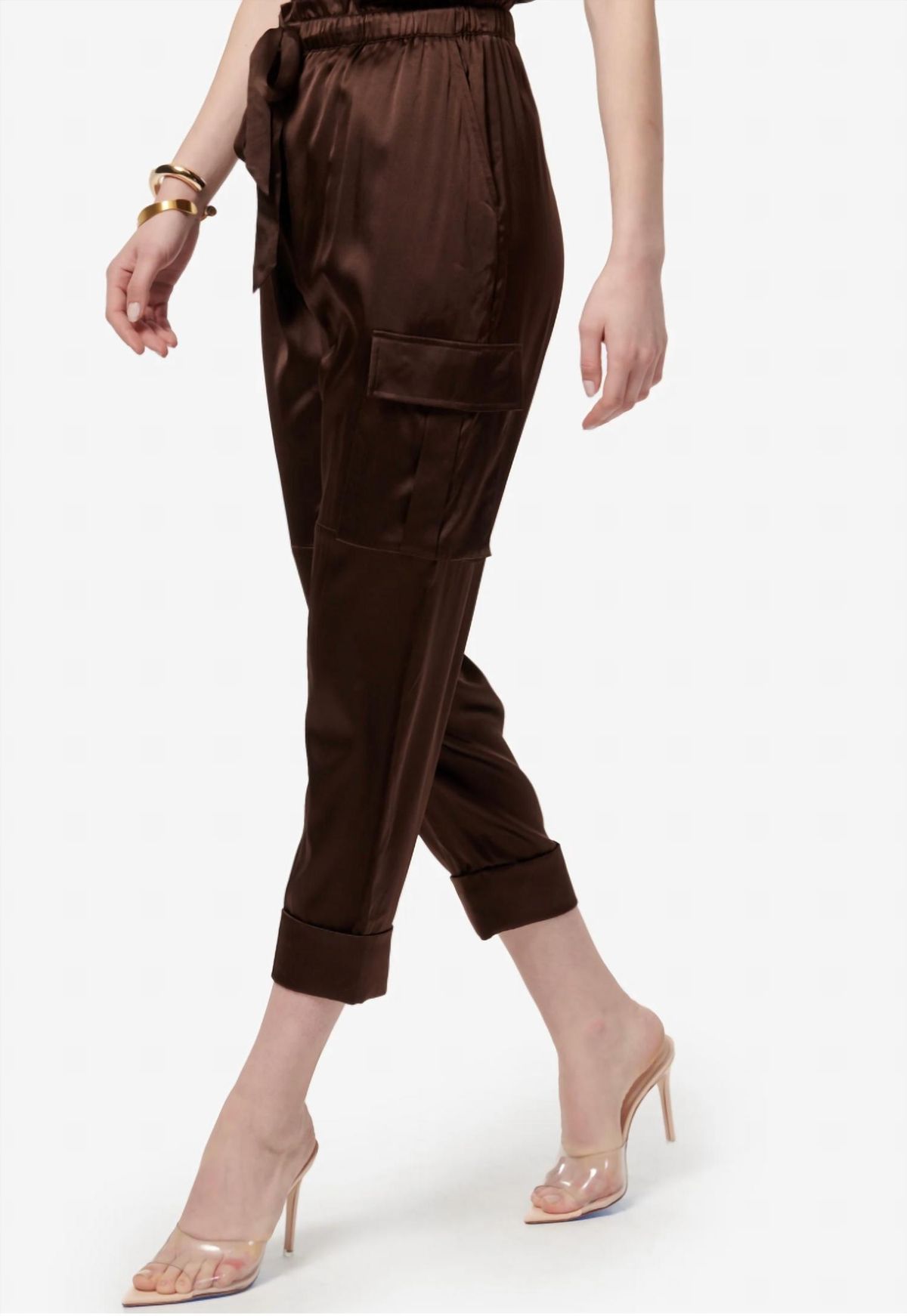 Style 1-890544393-3471 Cami NYC Size S Satin Brown Formal Jumpsuit on Queenly