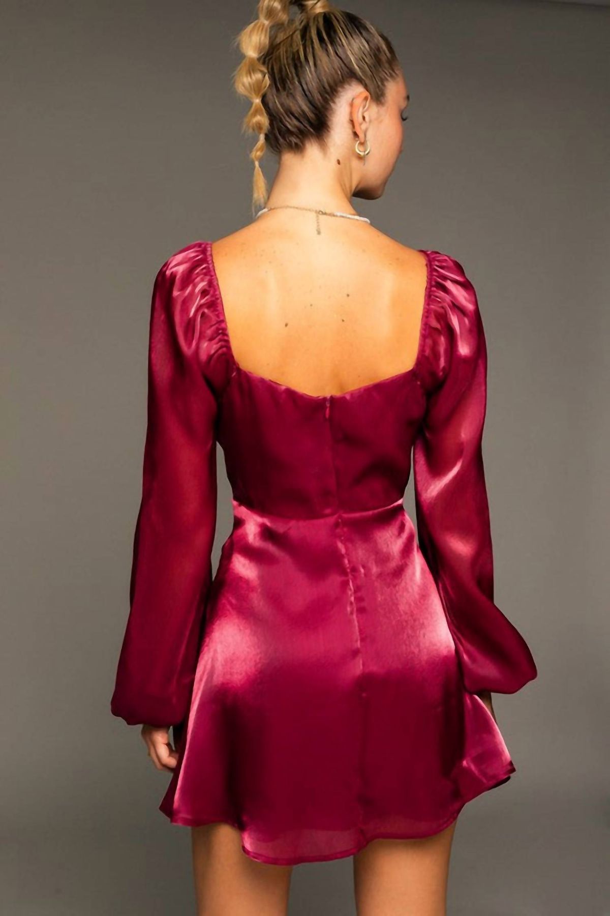 Style 1-988506736-2791 LE LIS Size L Long Sleeve Burgundy Red Cocktail Dress on Queenly