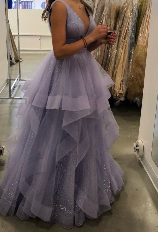 Sherri Hill Size 2 Pageant Plunge Light Purple Ball Gown on Queenly