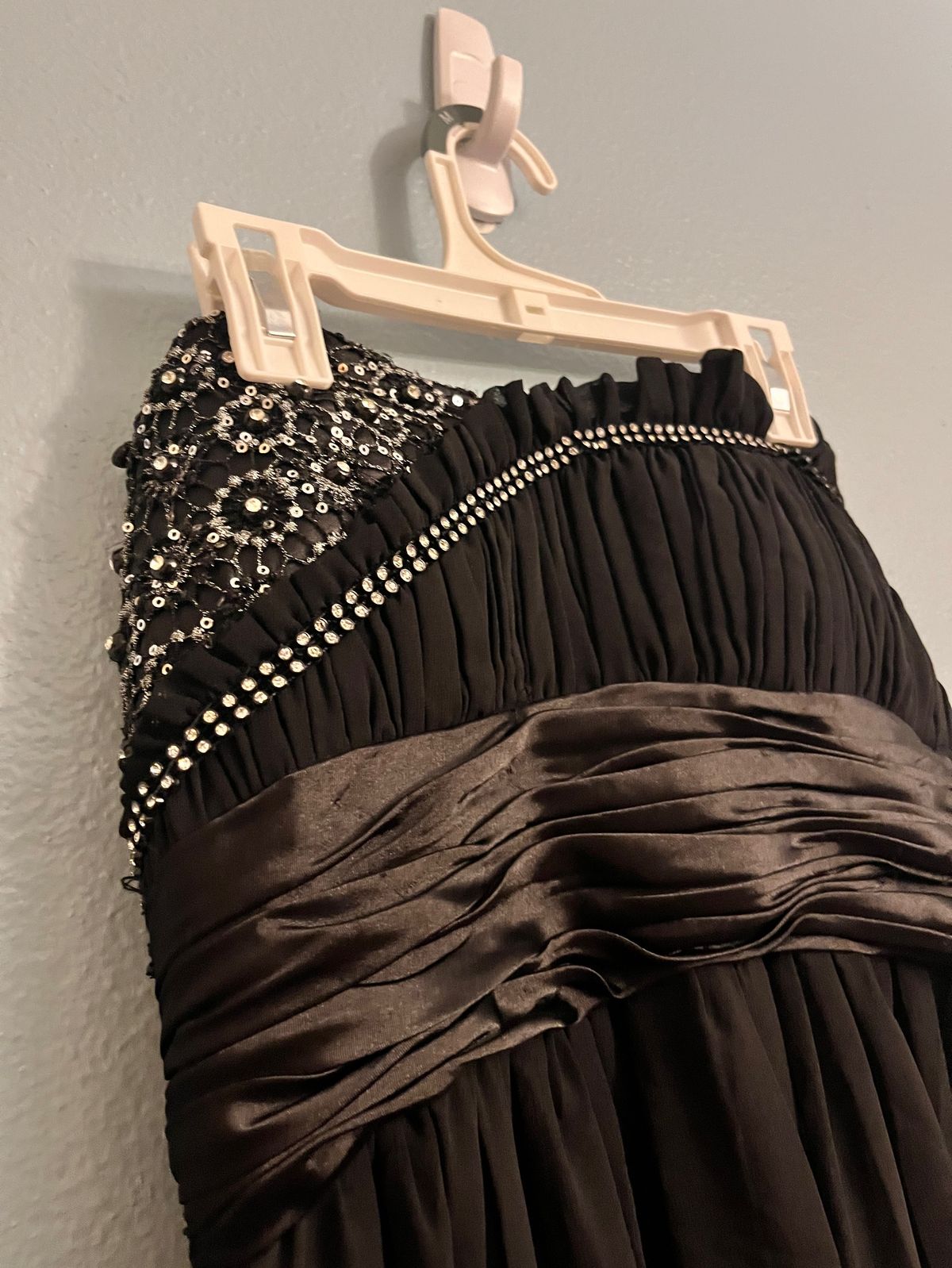 Size S Prom Strapless Sequined Black A-line Dress on Queenly