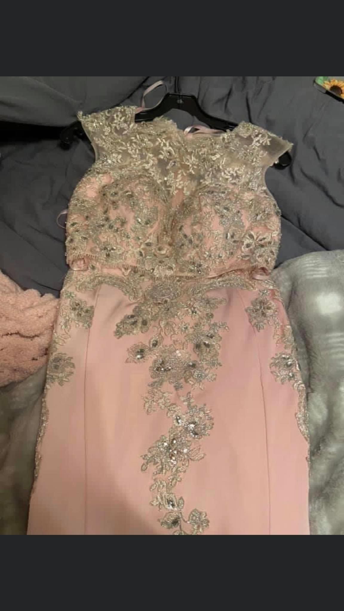 Size 2 Prom High Neck Lace Light Pink Mermaid Dress on Queenly