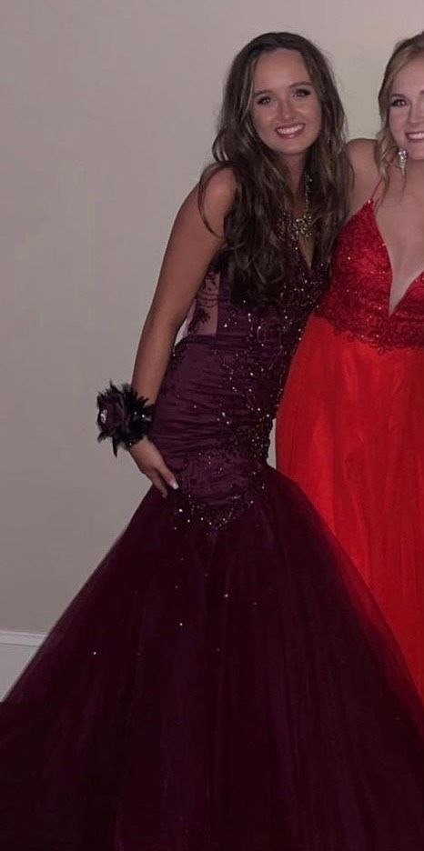 Style 141223 MoriLee Size 0 Prom Strapless Sequined Purple Mermaid Dress on Queenly