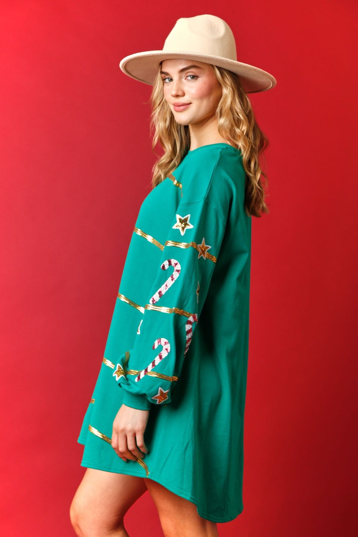 Size 12 Long Sleeve Green A-line Dress on Queenly