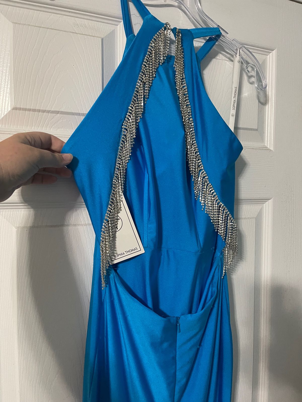 Size 4 Homecoming High Neck Blue Cocktail Dress on Queenly