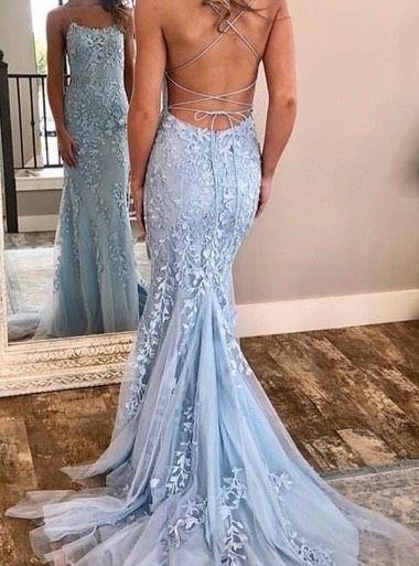 Style 52338 Sherri Hill Size 2 Prom Light Blue Mermaid Dress on Queenly