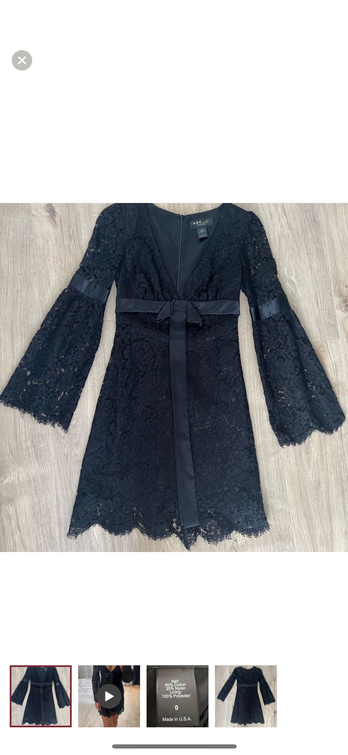 Size 0 Long Sleeve Black A-line Dress on Queenly