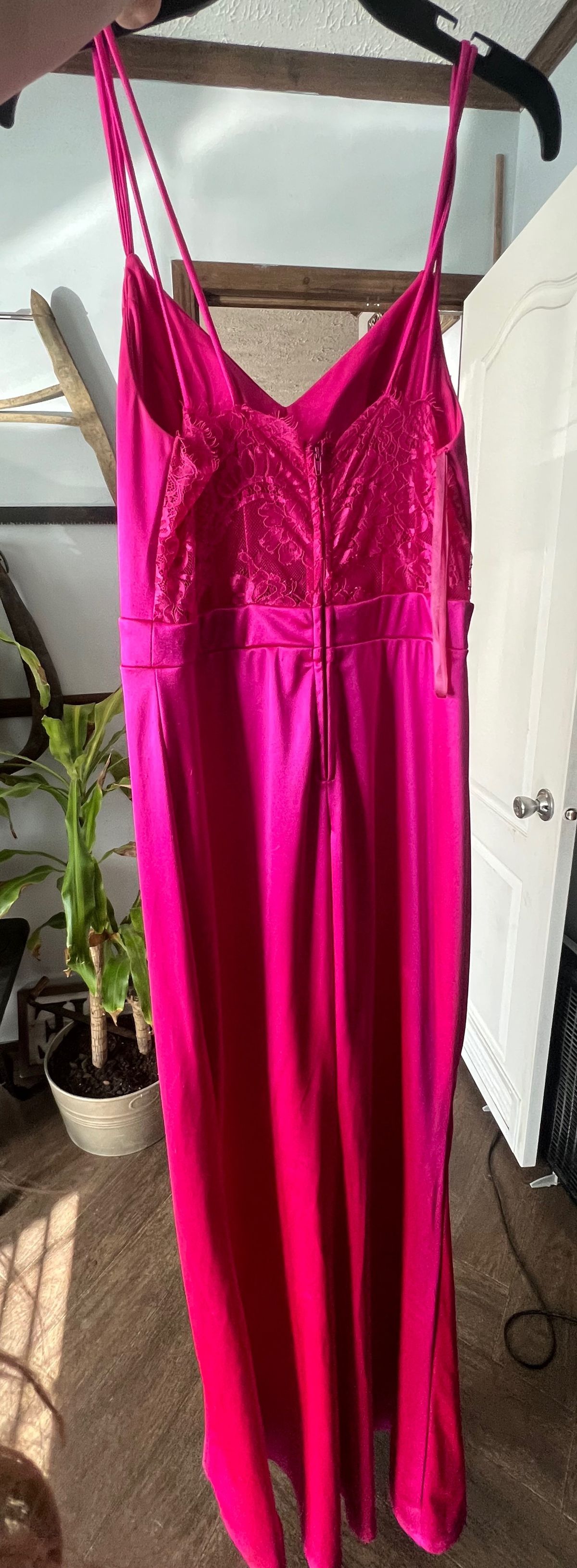 Size 10 Prom Plunge Pink Floor Length Maxi on Queenly