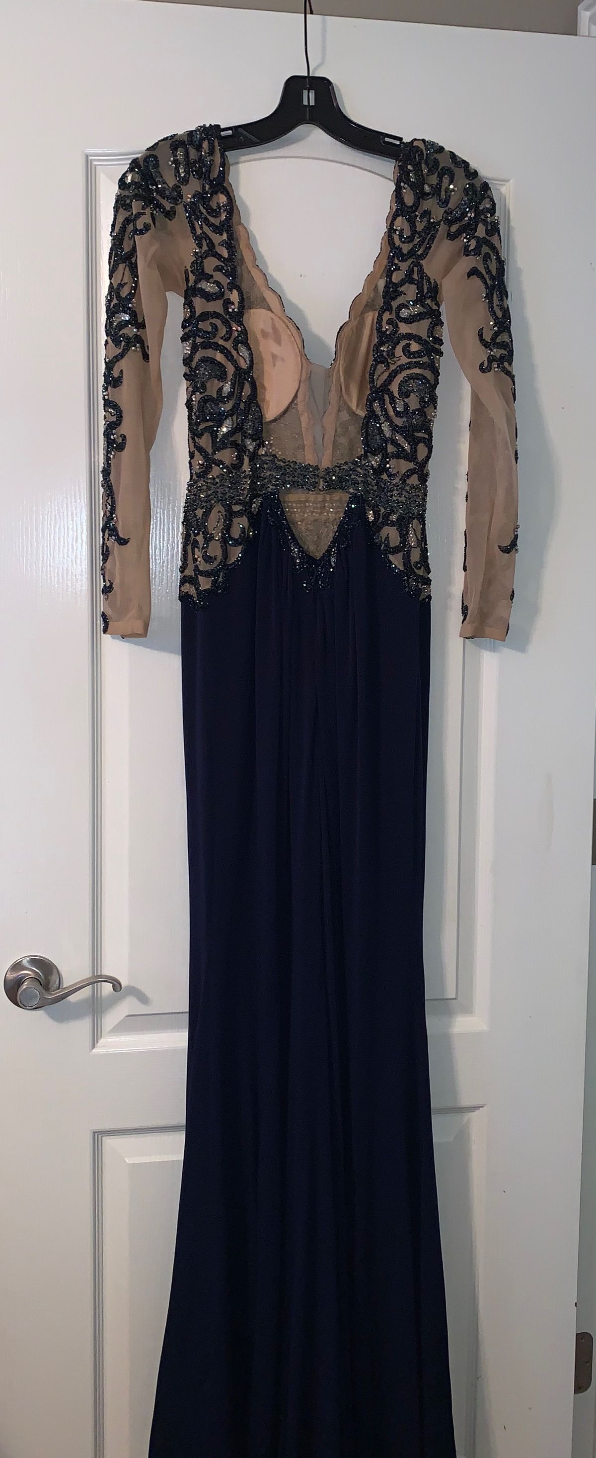 Sherri Hill Size 6 Pageant Long Sleeve Blue Floor Length Maxi on Queenly