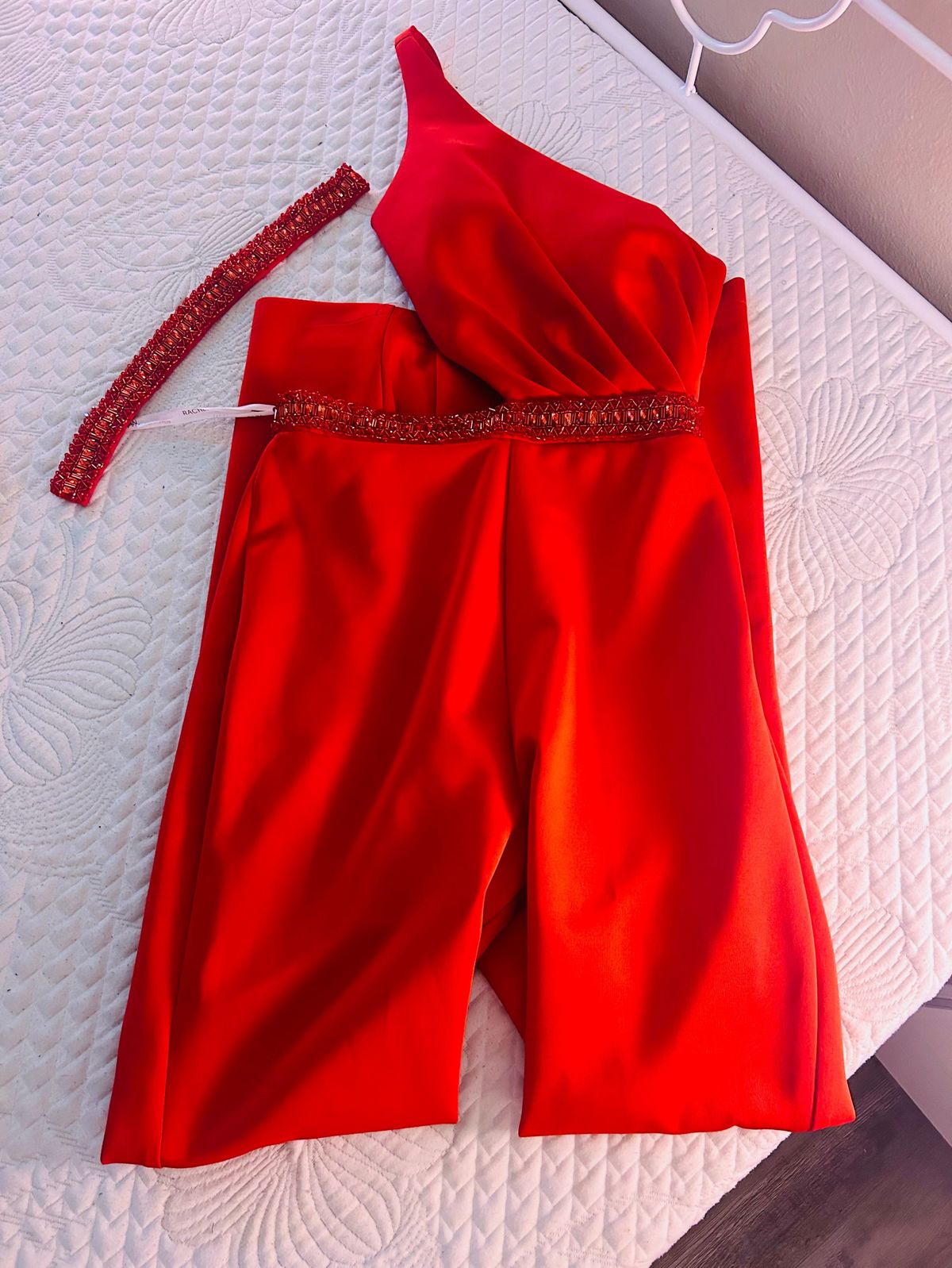 Rachel Allan Size 8 Pageant High Neck Red Formal Jumpsuit on Queenly