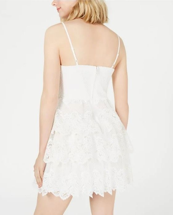 Teeze Me Size 4 Homecoming Plunge White Cocktail Dress on Queenly