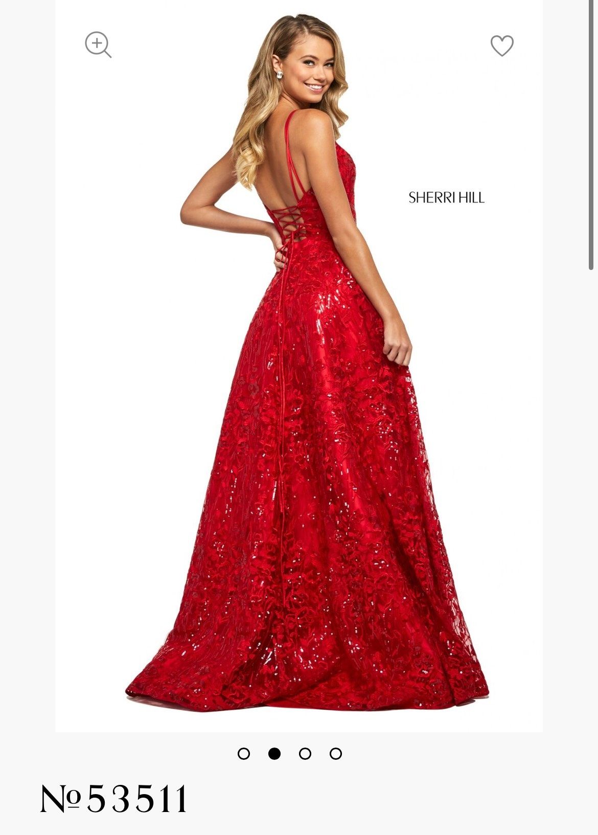 Style 53511 Sherri Hill Size 0 Prom Plunge Red A-line Dress on Queenly