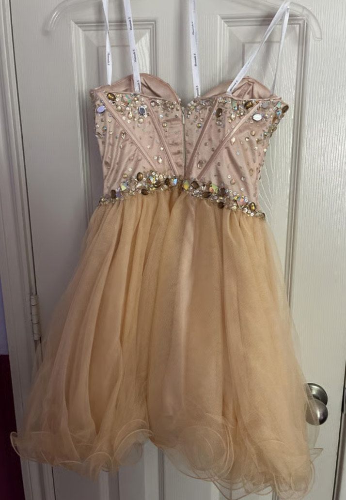 Style 27723 Hannah S Size S Prom Strapless Nude Dress With Train on Queenly