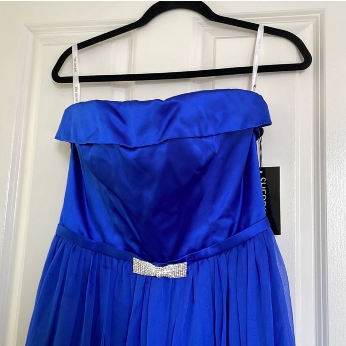 Sherri Hill Size 12 Prom Strapless Blue Ball Gown on Queenly