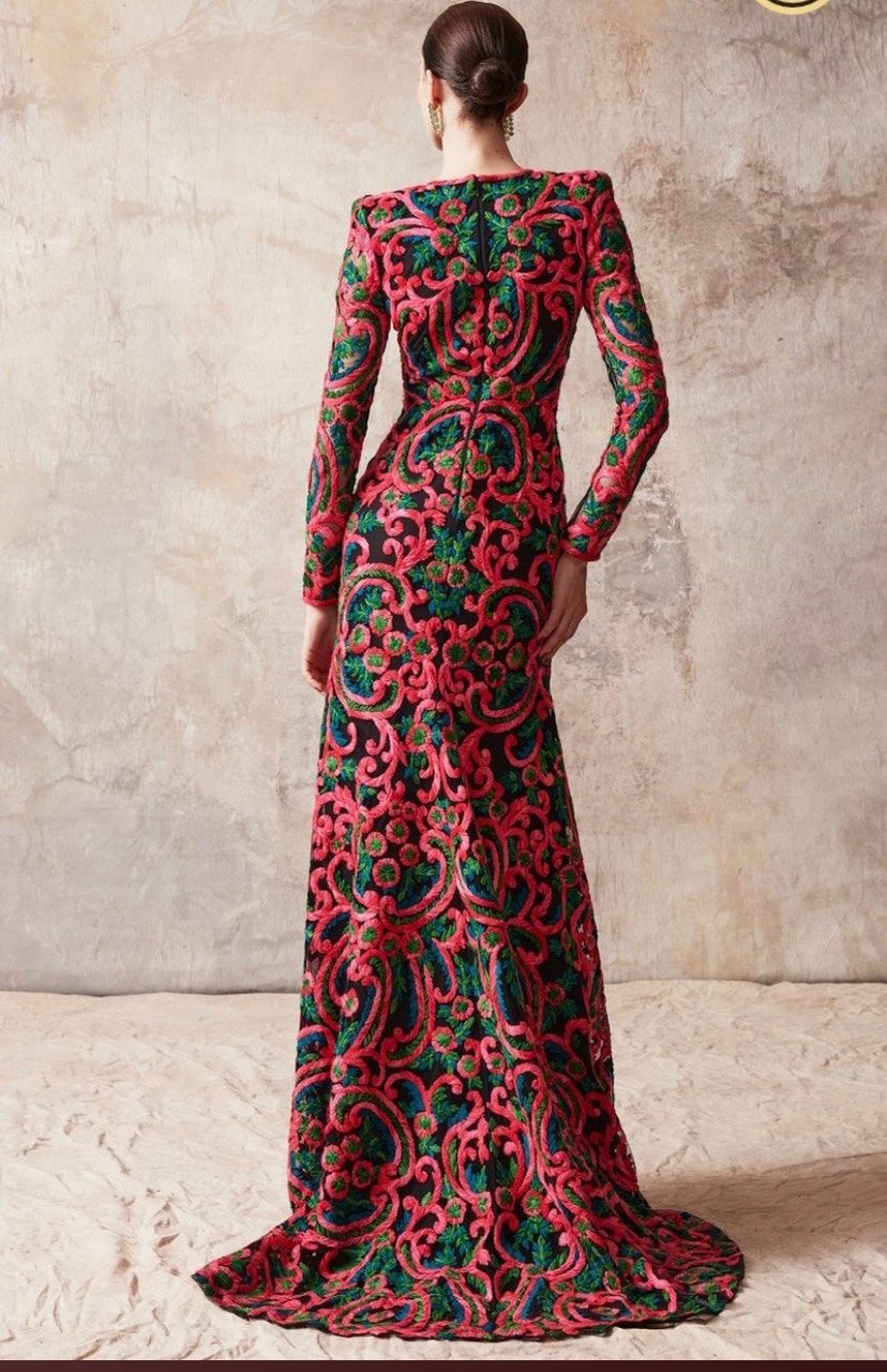 Naeem Khan Size 10 Prom Long Sleeve Multicolor Mermaid Dress on Queenly
