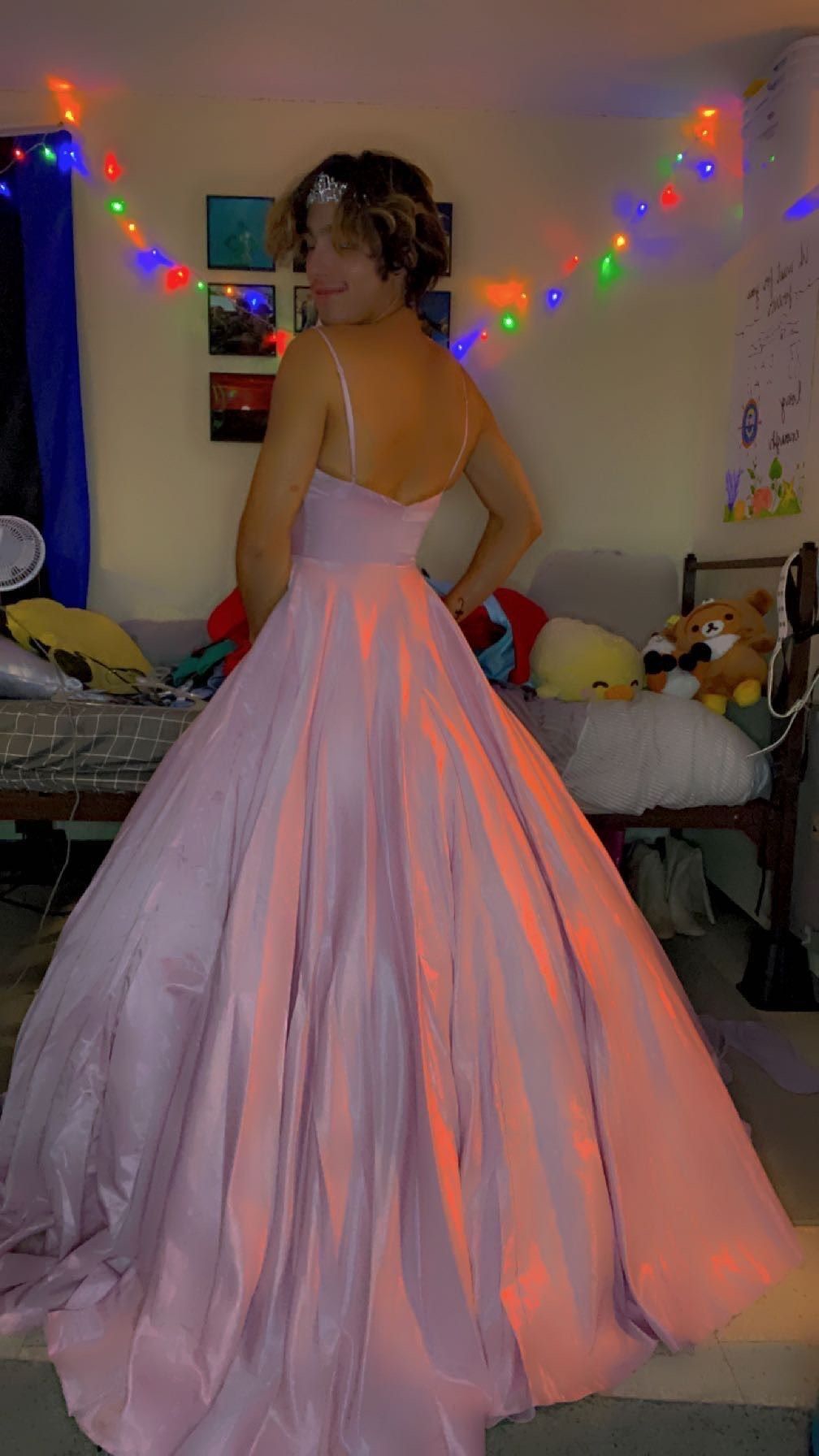 Dancing Queen Size 4 Prom Plunge Light Pink Ball Gown on Queenly