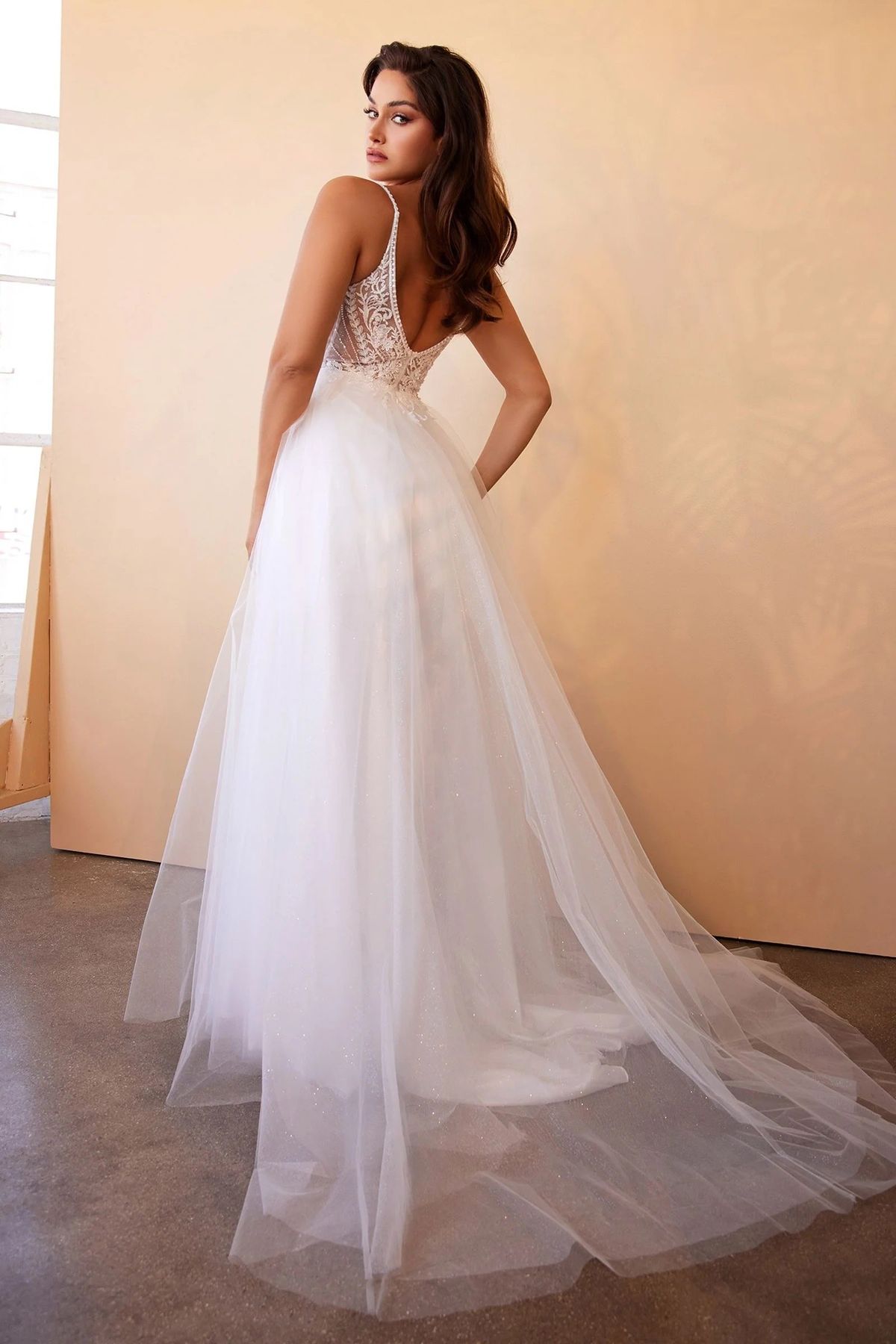 Cinderella Divine Size 10 Wedding Plunge Lace White A-line Dress on Queenly