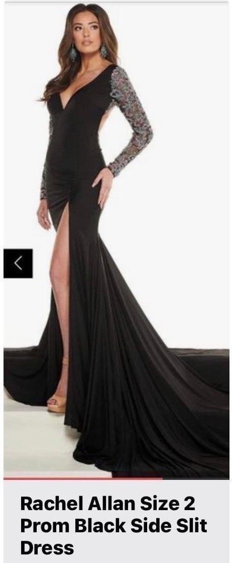 Rachel Allan Size 2 Prom Plunge Black A-line Dress on Queenly