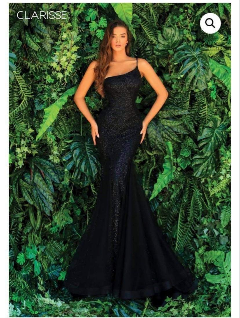 Style #810205 Clarisse Size 8 Prom One Shoulder Black Mermaid Dress on Queenly