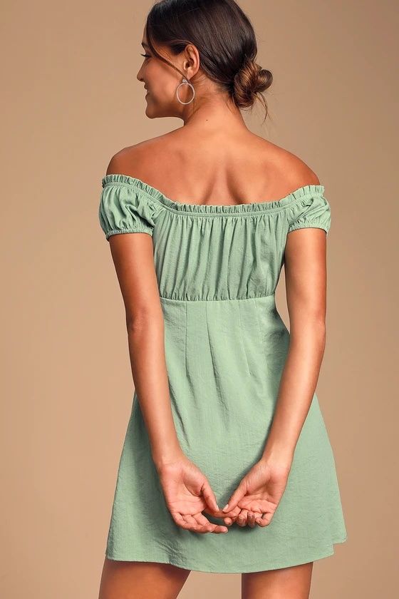 Style 799872 Size 10 Off The Shoulder Green Cocktail Dress on Queenly