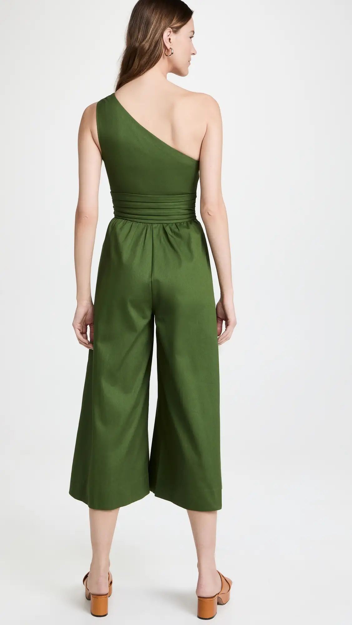 Style AMURR30091 Size 2 One Shoulder Green Formal Jumpsuit on Queenly