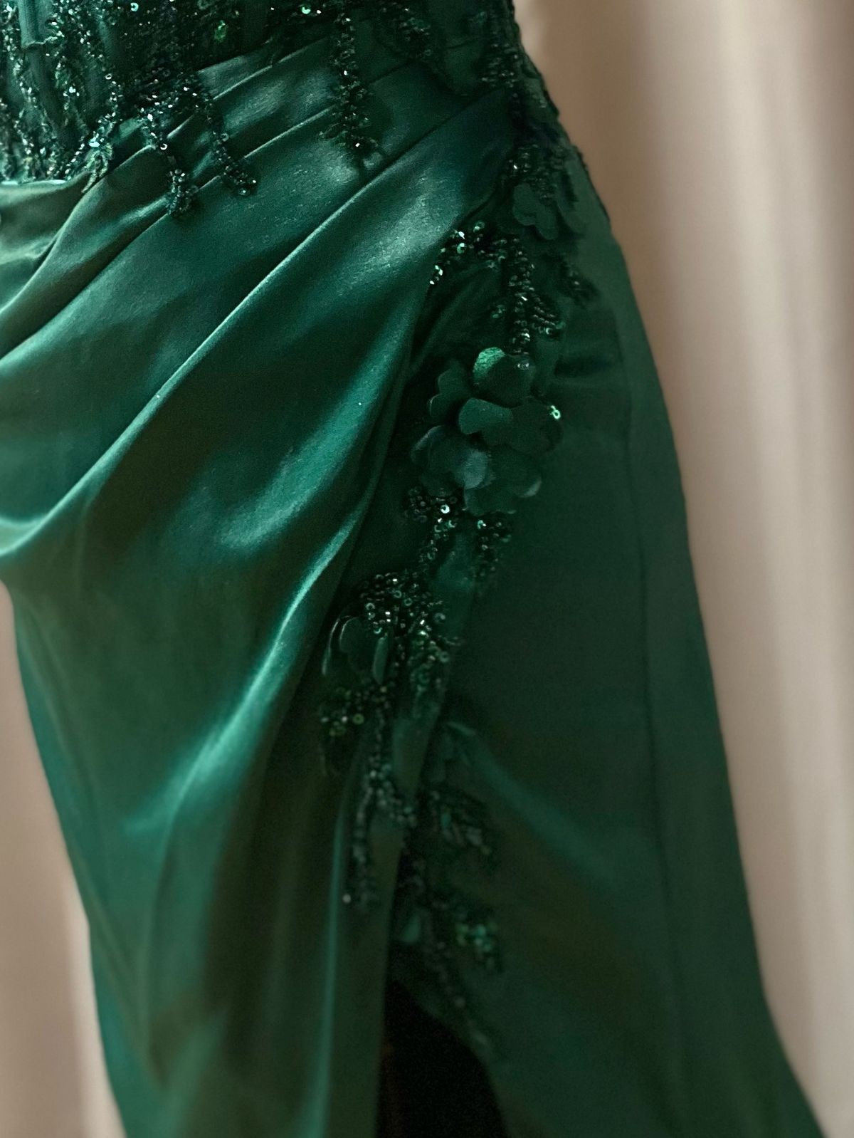 Cinderella Divine Size S Prom Off The Shoulder Emerald Green Side Slit Dress on Queenly