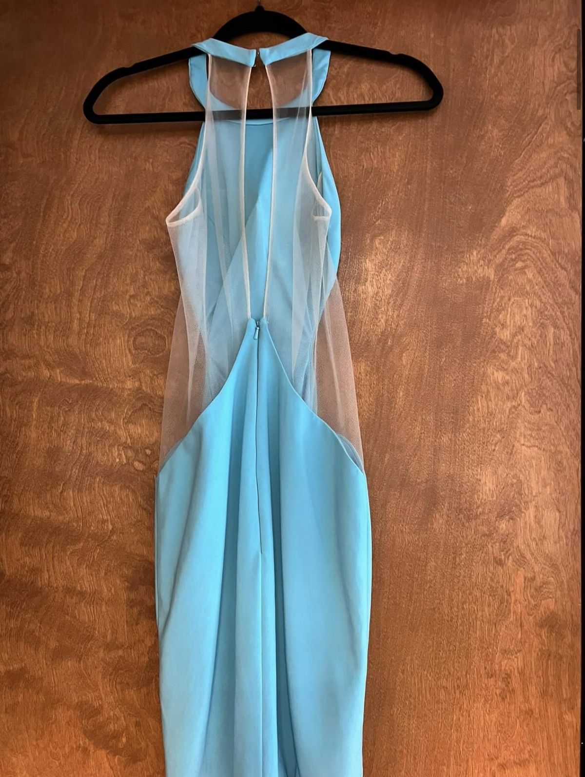Jovani Size 0 Homecoming Sheer Light Blue Cocktail Dress on Queenly