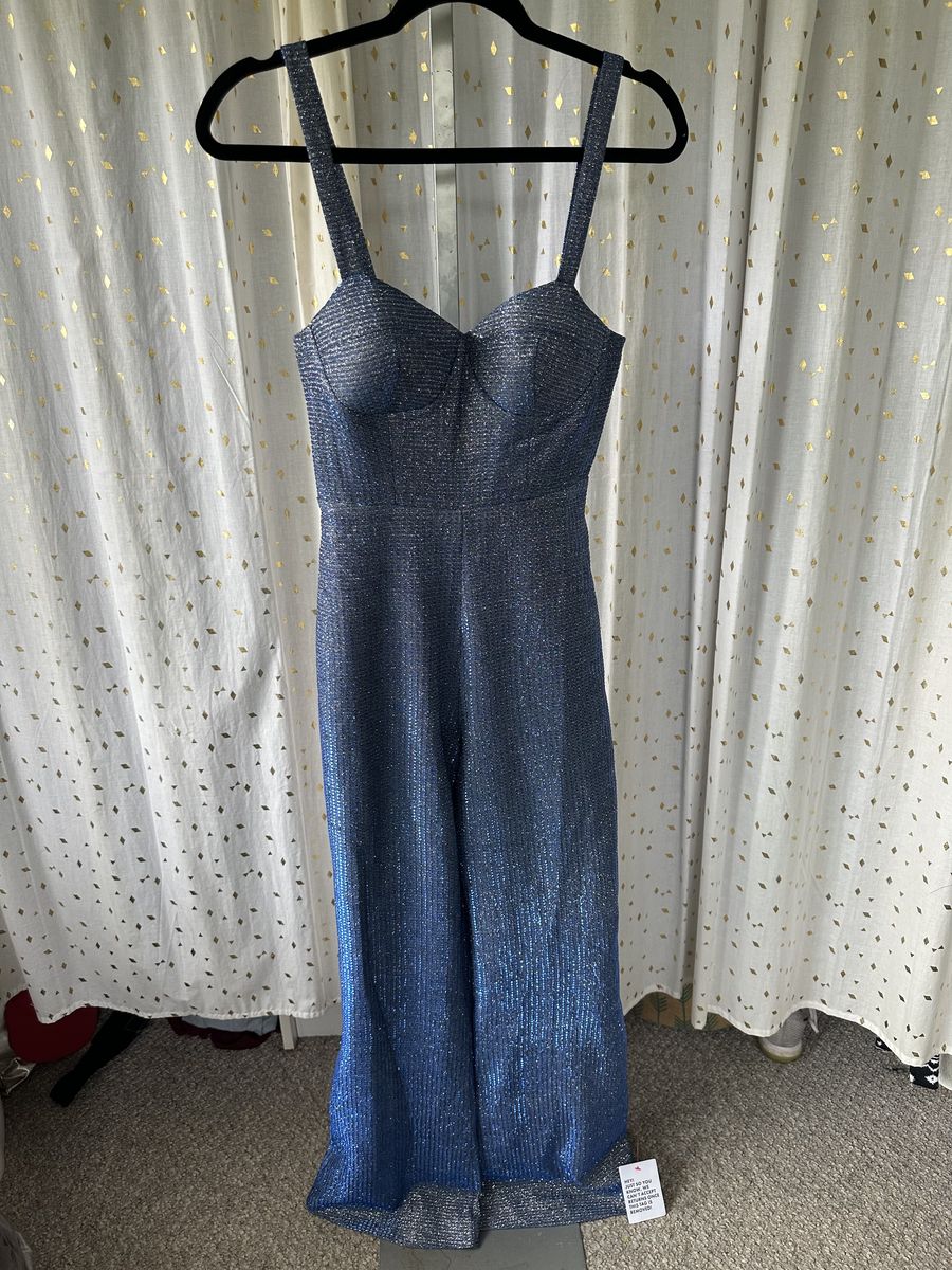 ASOS Size 2 Prom Plunge Blue Formal Jumpsuit on Queenly