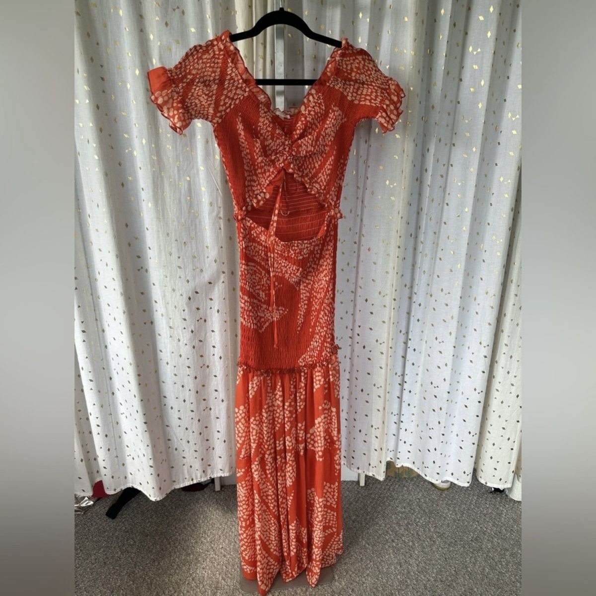 Luxxel Size M Wedding Guest Plunge Orange Mermaid Dress on Queenly