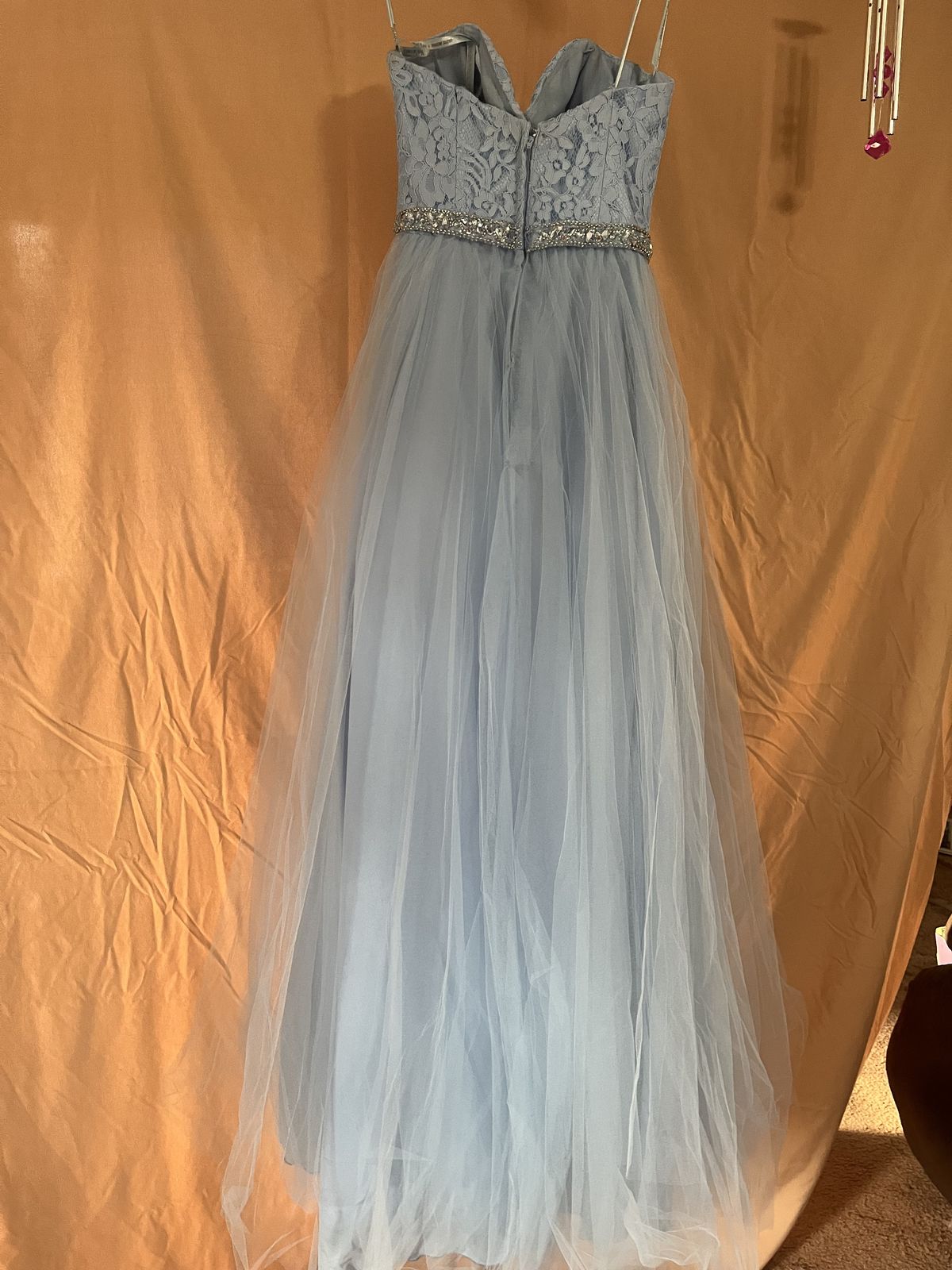Size 2 Strapless Blue Ball Gown on Queenly