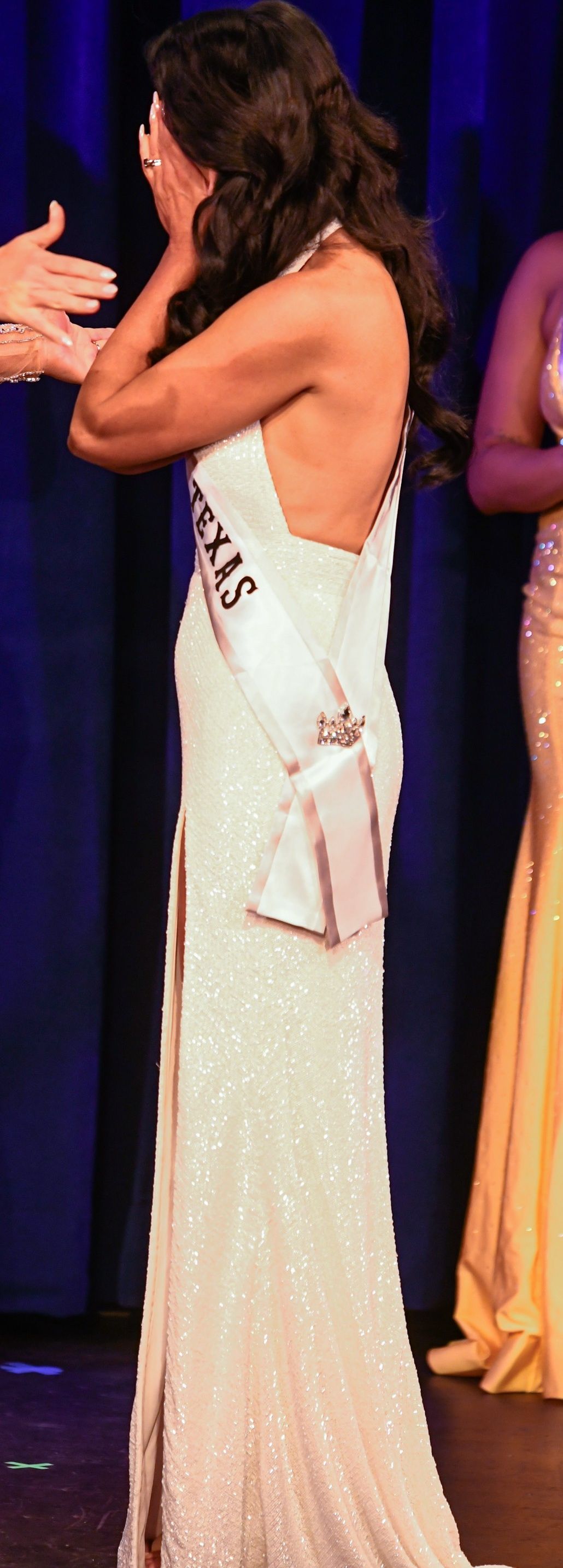 Ashley Lauren Size 6 Pageant Halter White Side Slit Dress on Queenly