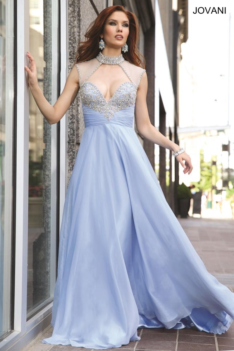 Style 98546 Jovani Size 8 Blue A-line Dress on Queenly