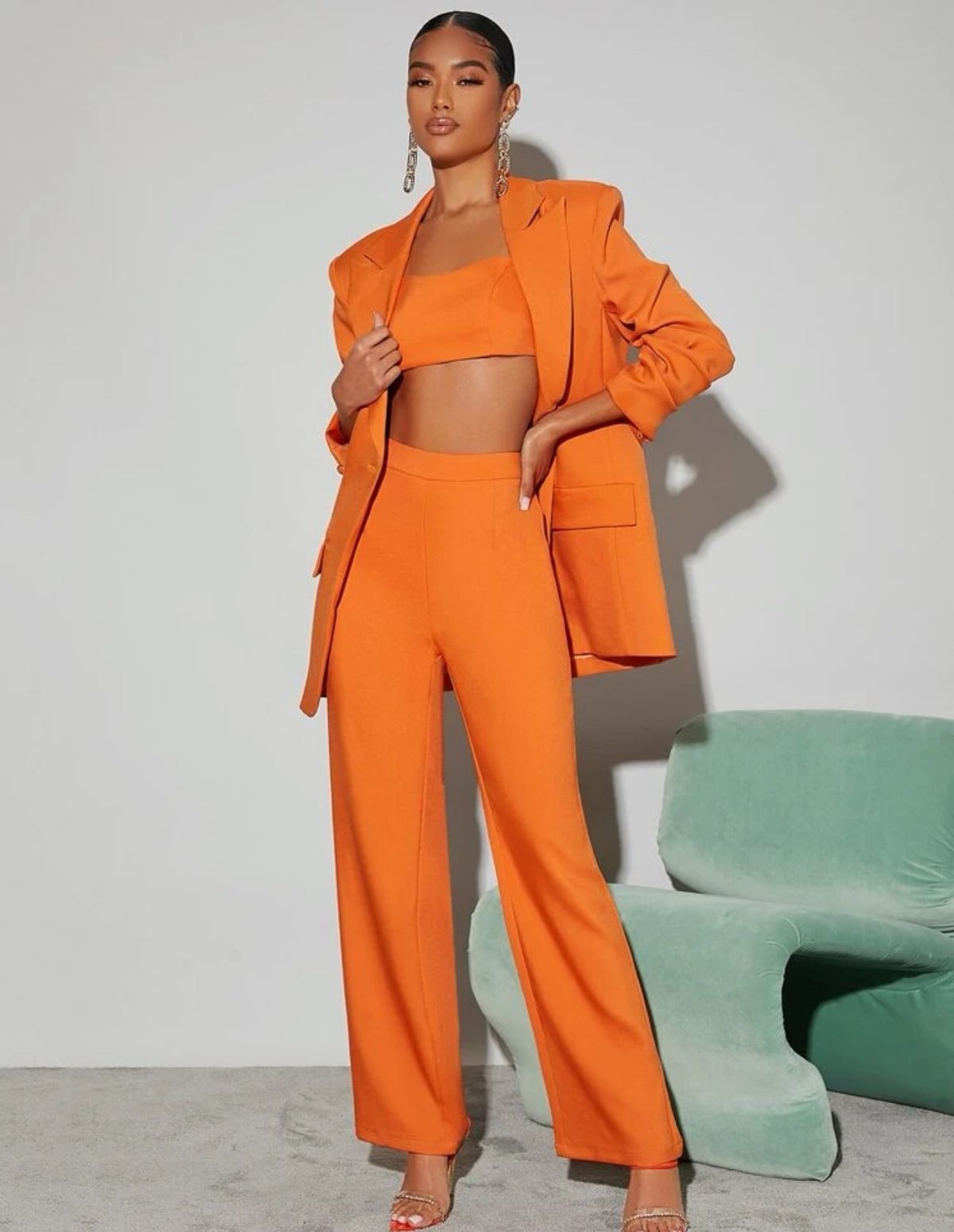 Size 4 Pageant Orange Formal Jumpsuit on Queenly