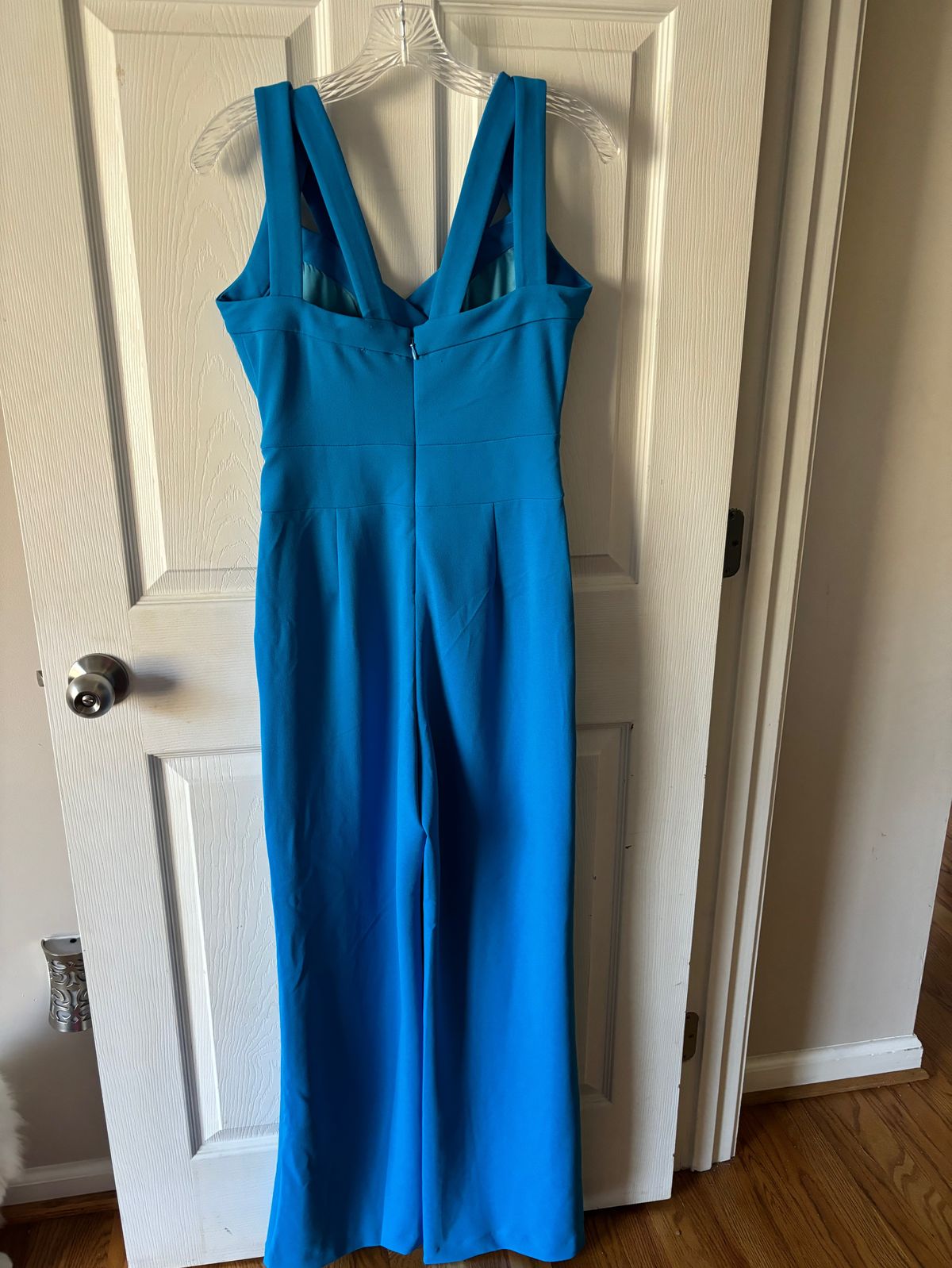 Bebe Size 4 Pageant Interview Blue Formal Jumpsuit on Queenly