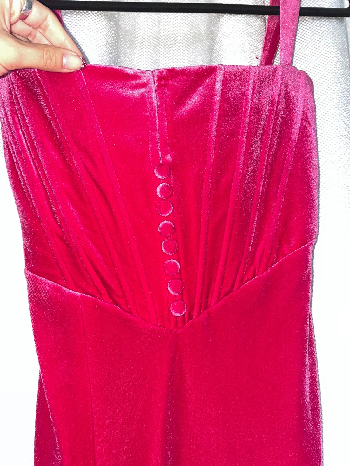 Adeirlina Size XS Wedding Guest Plunge Velvet Hot Pink Cocktail Dress on Queenly