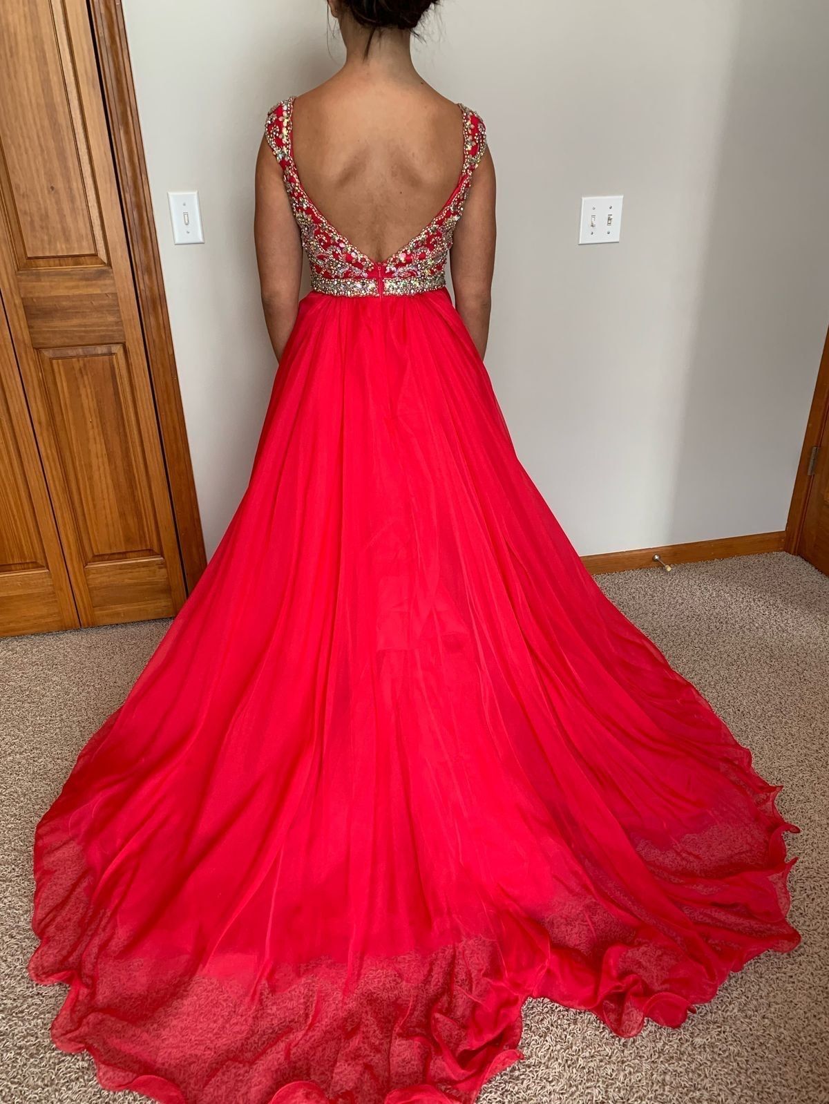 Mac Duggal Size S Prom Sequined Hot Pink Ball Gown on Queenly