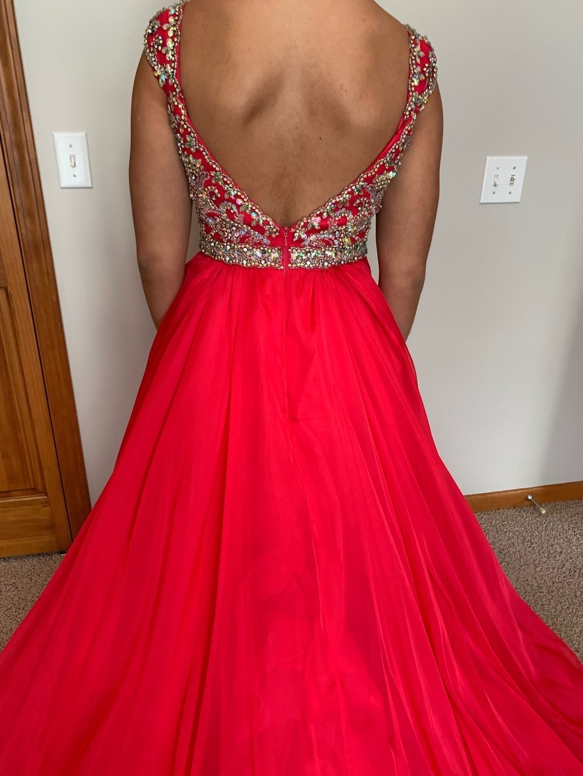 Mac Duggal Size S Prom Sequined Hot Pink Ball Gown on Queenly