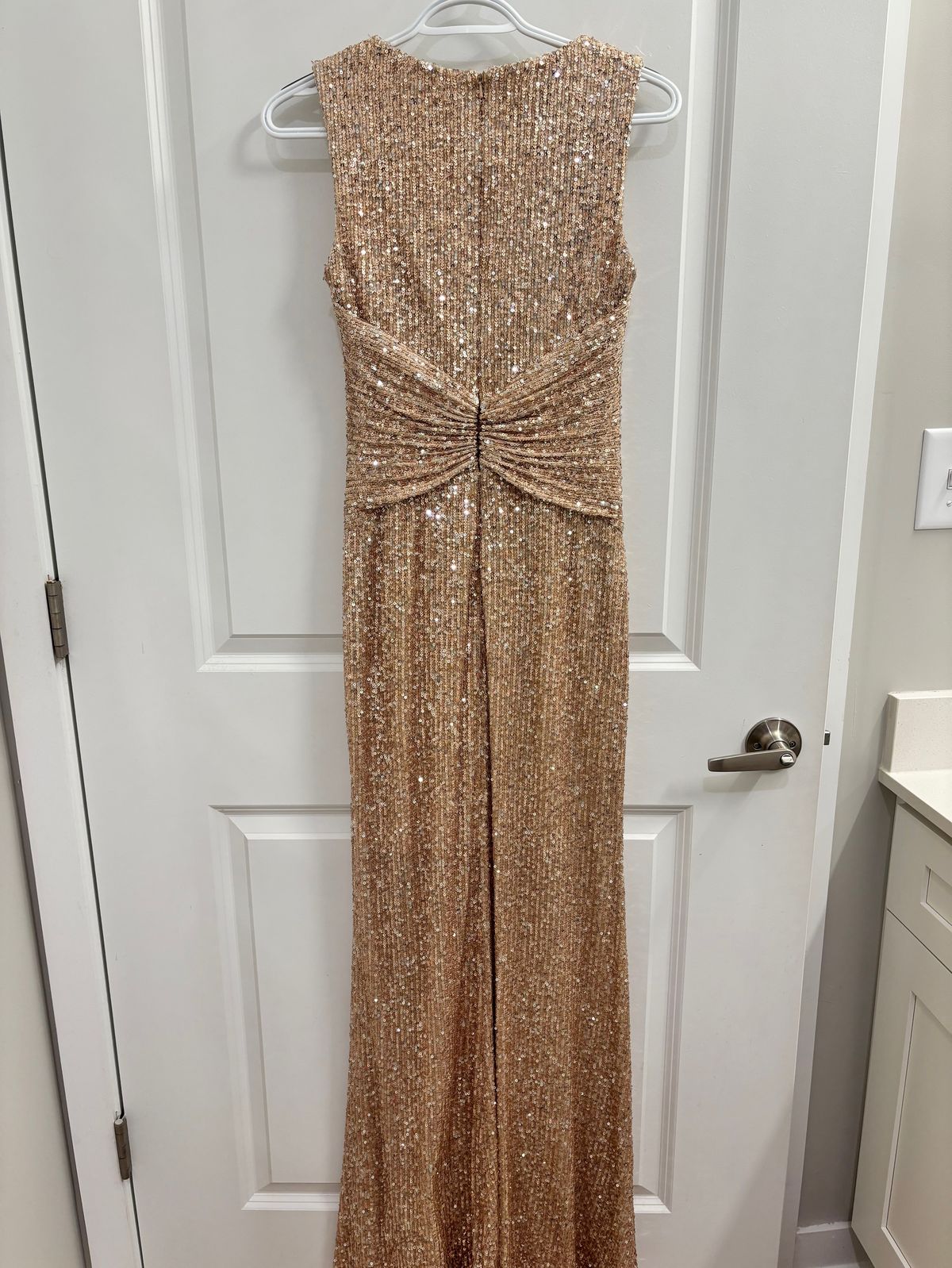 Size 2 Prom Plunge Gold Floor Length Maxi on Queenly